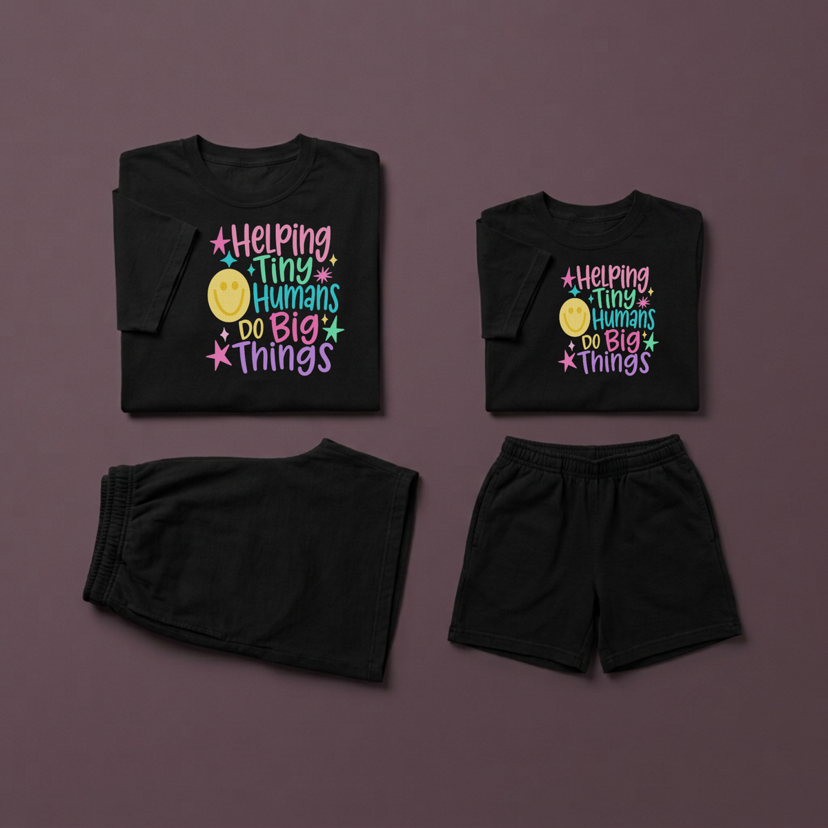 Helping Tiny Humans Do Big Things Graphic T-Shirt & Shorts Set