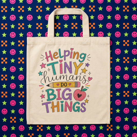 
Perfect for the tiny humans in your life who are ready to make a big impact. This charming tote features an inspiring design that celebrates childhood ambition and wonder. Durable canvas construction holds books, toys, and treasures with ease. Soft handles make it comfortable for little hands to carry. An ideal companion for school days, adventures, and dreaming big.