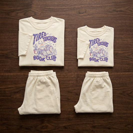 Tired Teachers Book Club Graphic T-Shirt &amp; Shorts Set